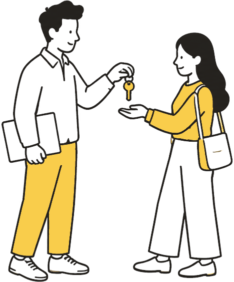 One person handing a set of keys to another